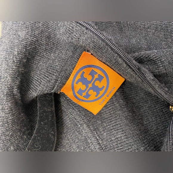 Tory Burch Dark Charcoal Gray 100% Wool Turtleneck Back Zipper Size M - Picture 5 of 6